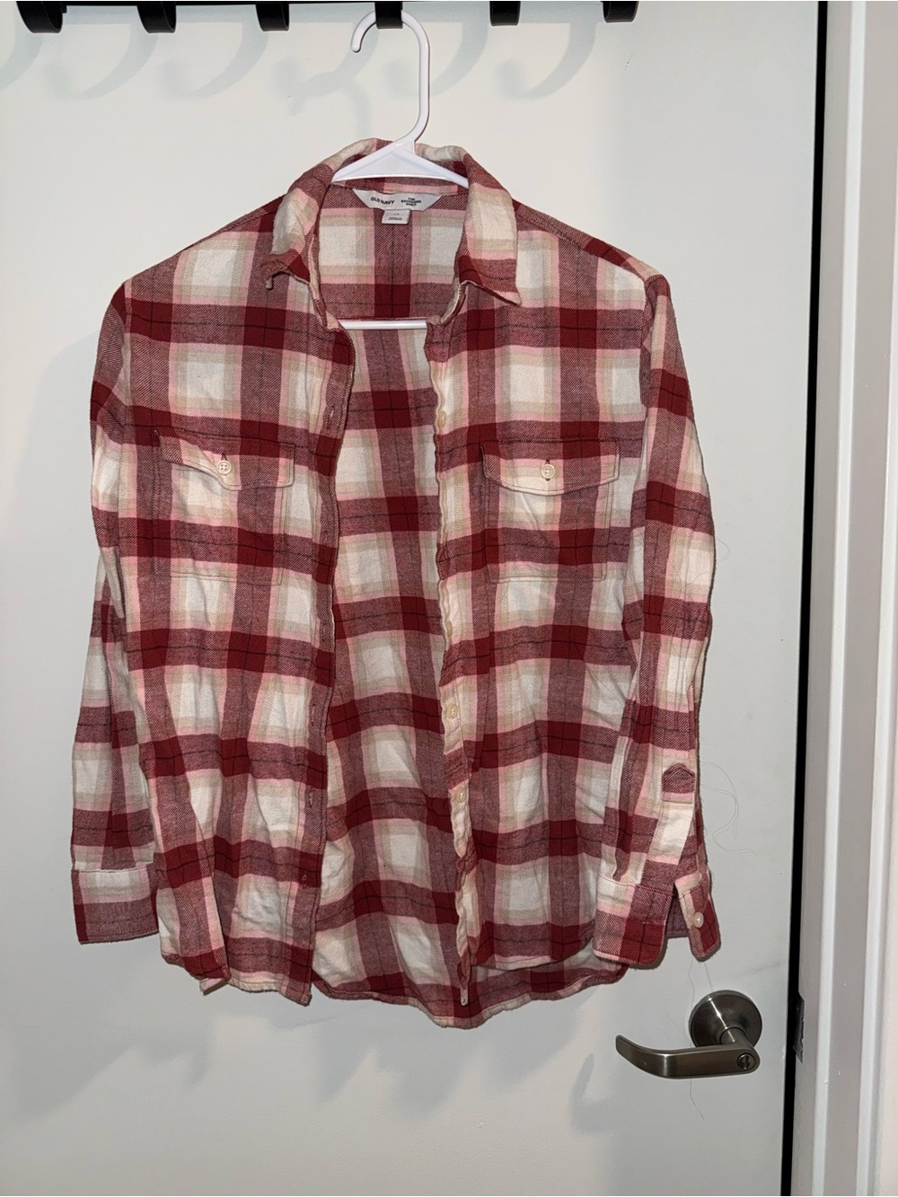 Old Navy Red and White Plaid Button-Down Shirt